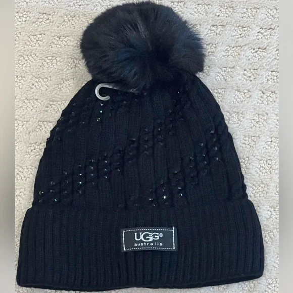 UGG | Accessories | Black Ugg Rhinestone Knitted Hat | Poshmark display picture 3
